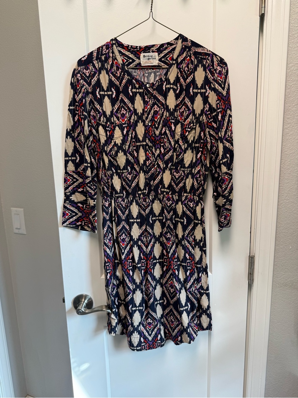 Holding Horses Anthropologie Patterned Long-Sleeve Dress